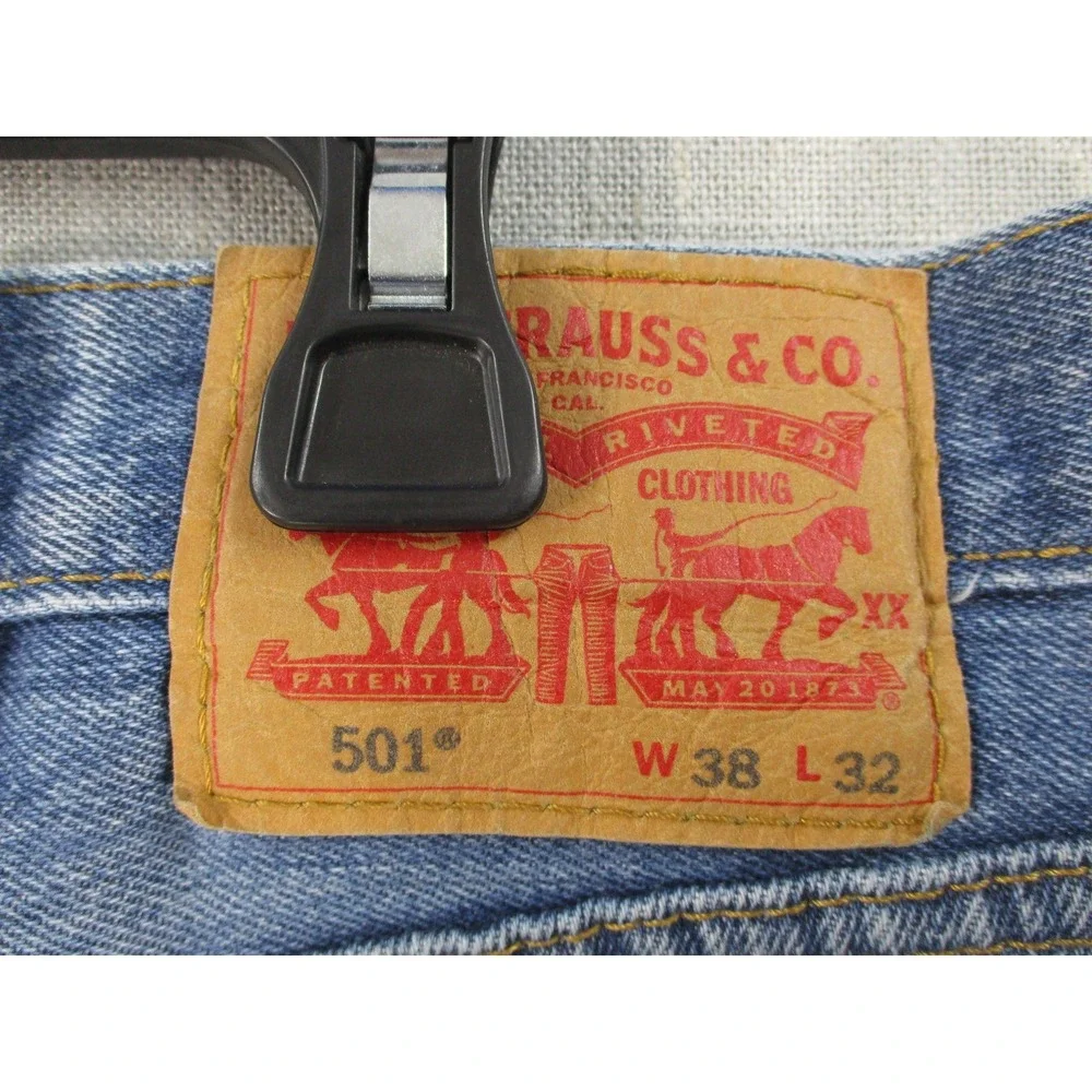 Levis 501‎ Original Fit Button Fly Light Wash Straight Leg Jeans Mens 40x31